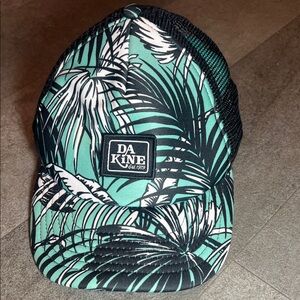 Dakine Hula Trucker Hat- palm leaf design with black mesh
